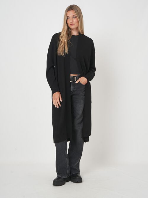 Fijngebreid vest van merinowol met lange pasvorm