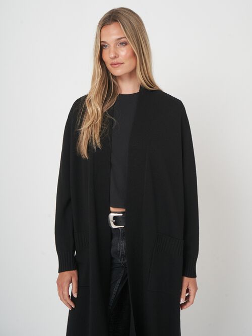 Fijngebreid vest van merinowol met lange pasvorm