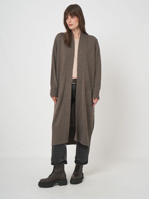 Fijngebreid vest van merinowol met lange pasvorm