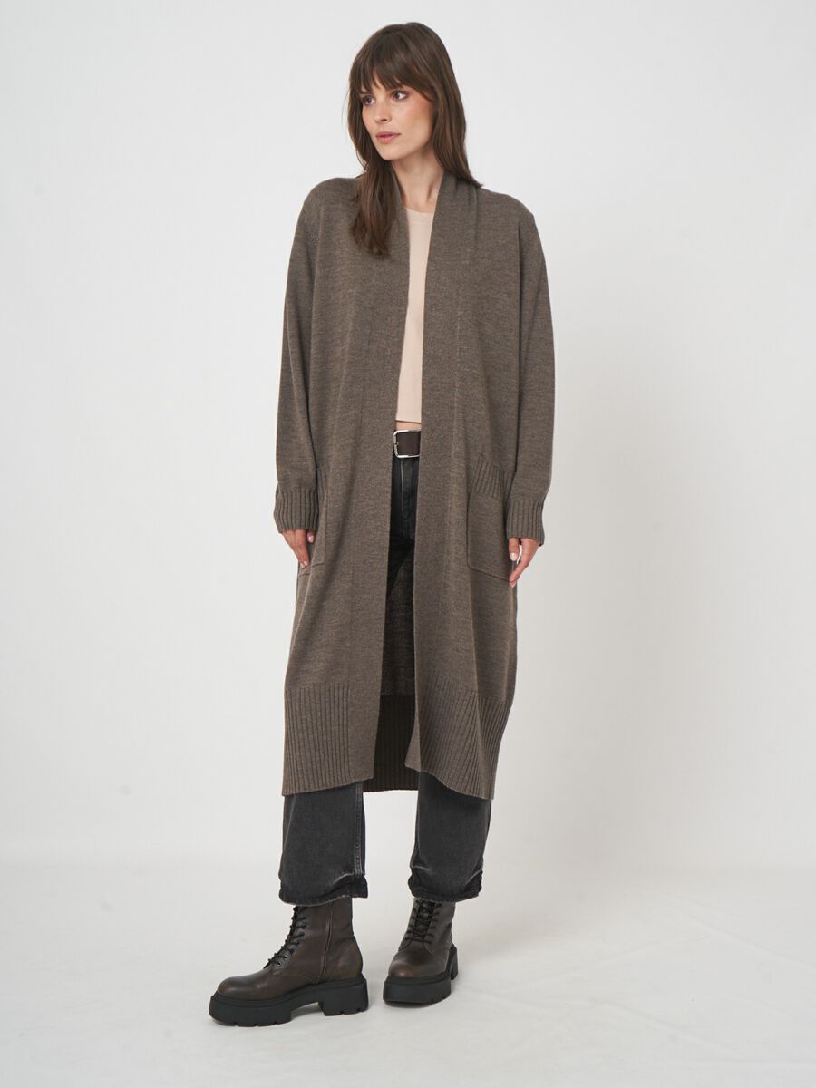 Elegant merino wool cardigan with long fit image number 0