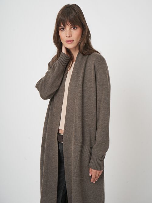 Fijngebreid vest van merinowol met lange pasvorm