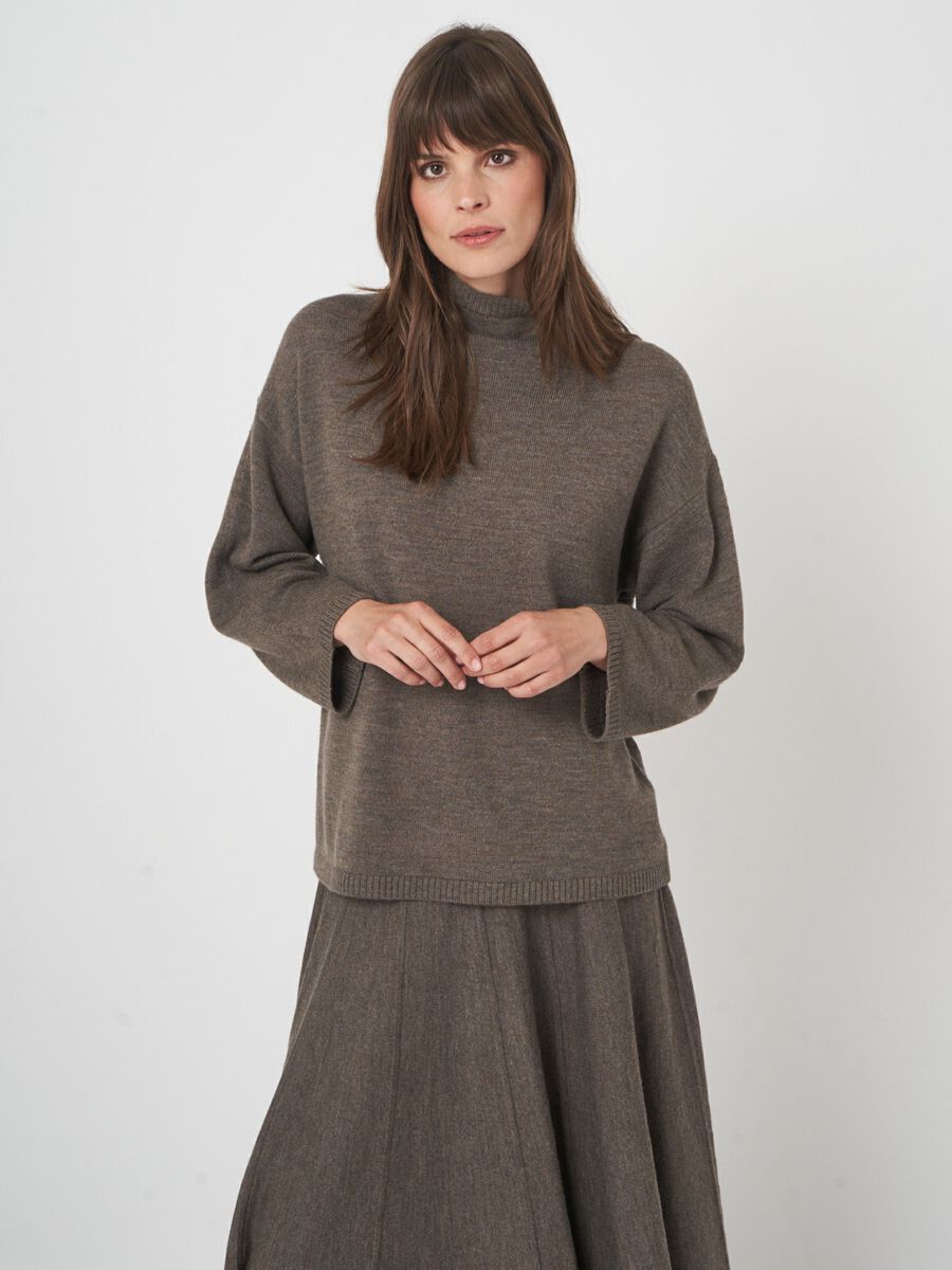 Merinopullover mit 3/4-Ärmeln und Stehkragen image number 3