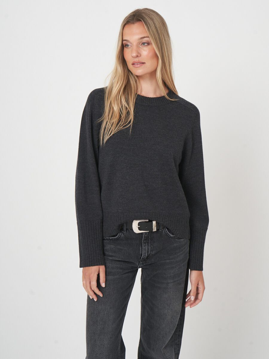 Pull femme manches longues — mérinos fin & col rond image number 0