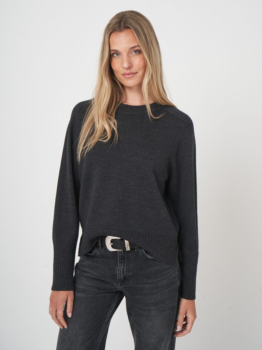 Pull femme manches longues — mérinos fin & col rond image number 1