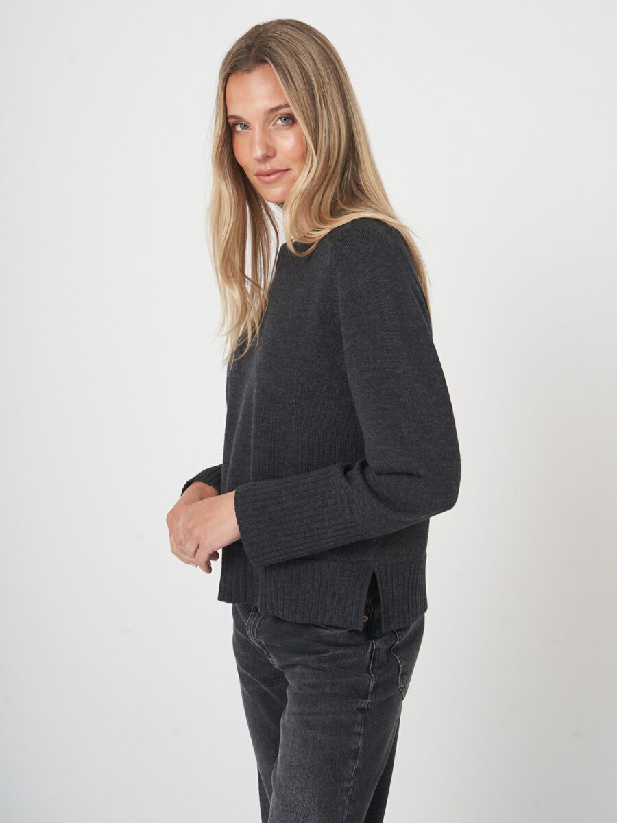 Pull femme manches longues — mérinos fin & col rond image number 2