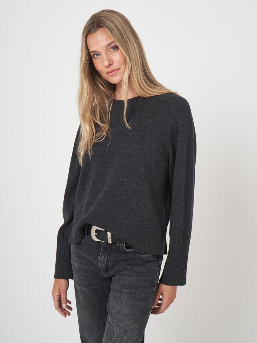 Pull femme manches longues — mérinos fin & col rond image number 3