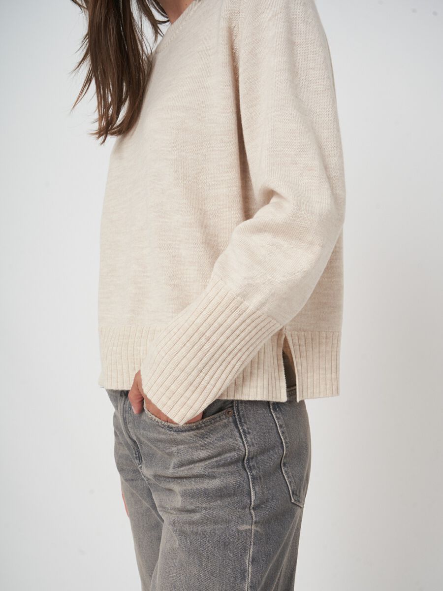 Pull femme manches longues — mérinos fin & col rond image number 1