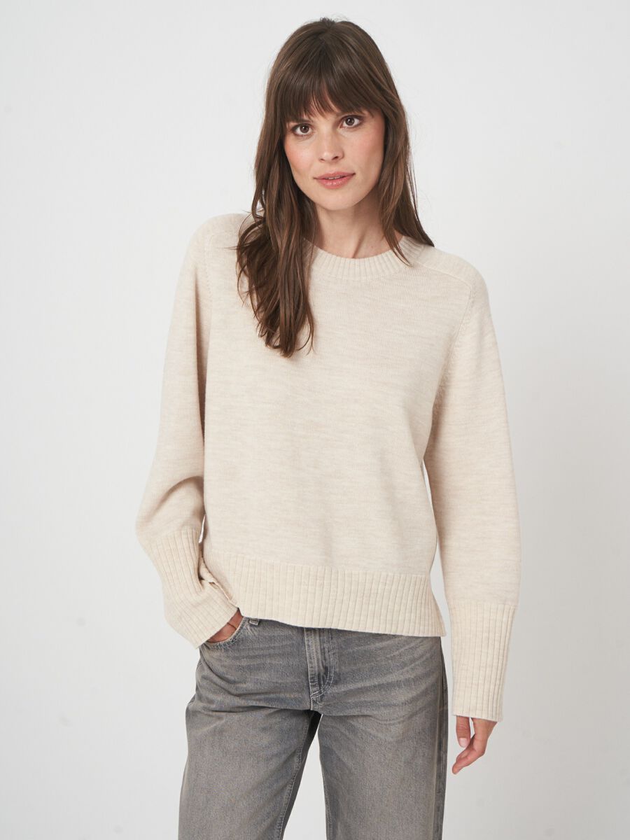 Pull femme manches longues — mérinos fin & col rond image number 3