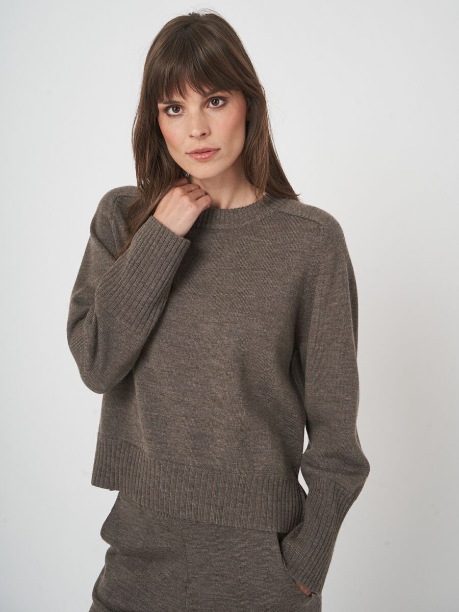 Merinowollen trui met lange mouwen en ronde hals. image number 0