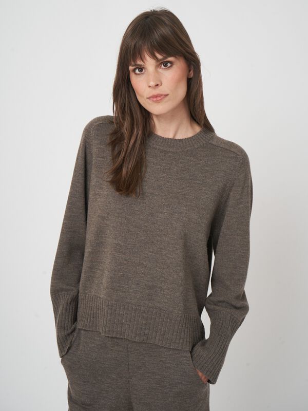 Pull femme manches longues — mérinos fin & col rond image number 3