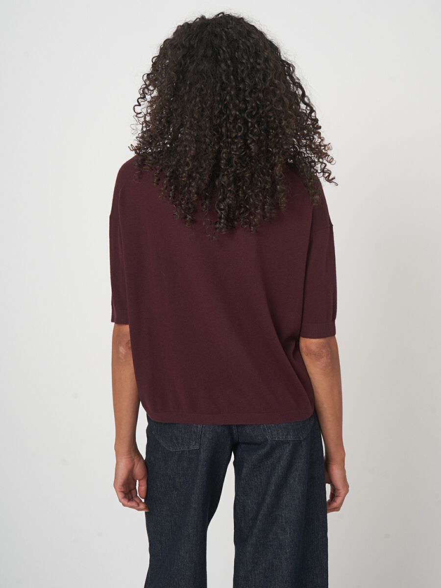 Fine knit sweater with short sleeves & relaxed fit image number 4