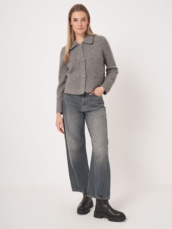 Luxe bouclé cardigan met polokraag image number 6