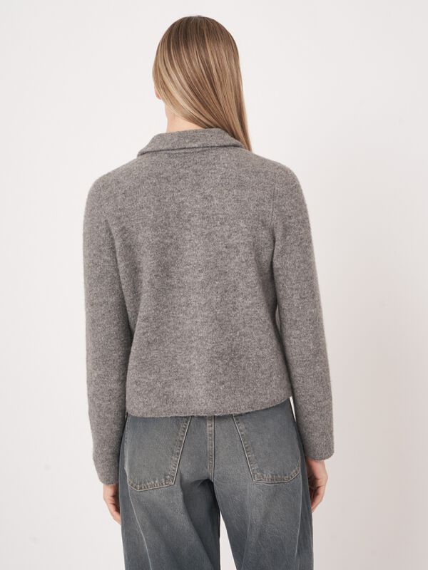 Luxe bouclé cardigan met polokraag image number 7