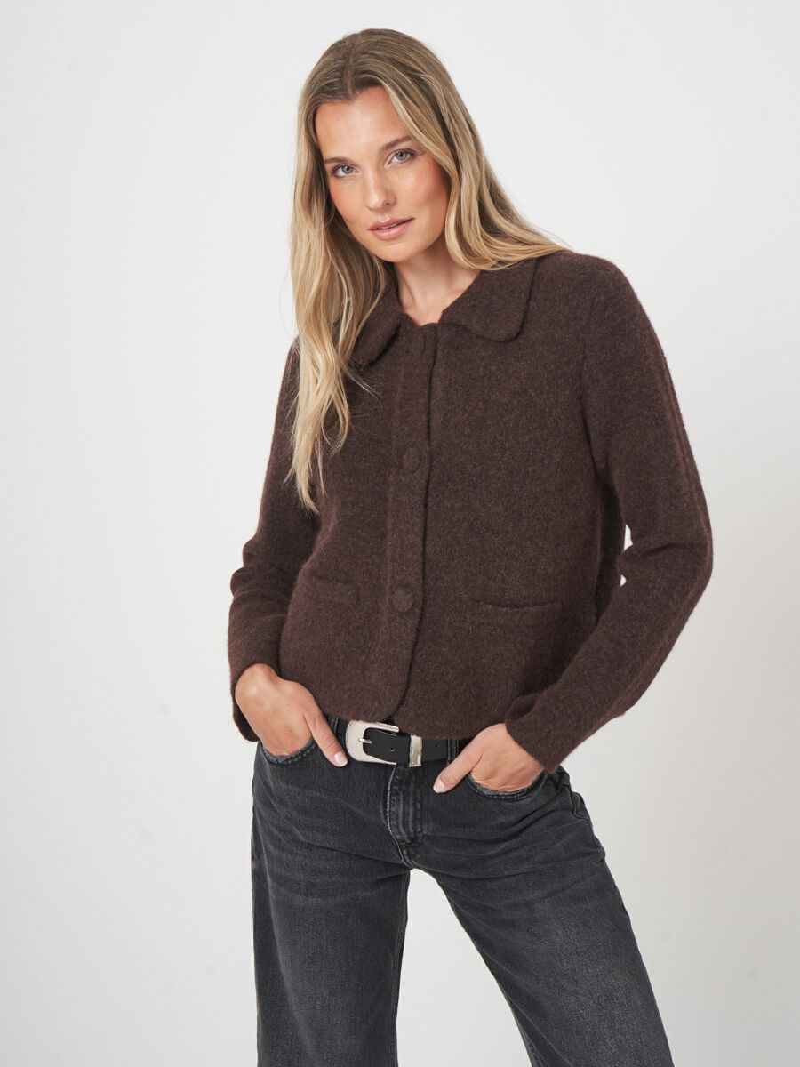 Luxe bouclé cardigan met polokraag image number 2