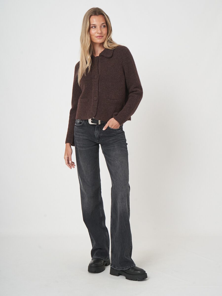 Luxe bouclé cardigan met polokraag image number 4