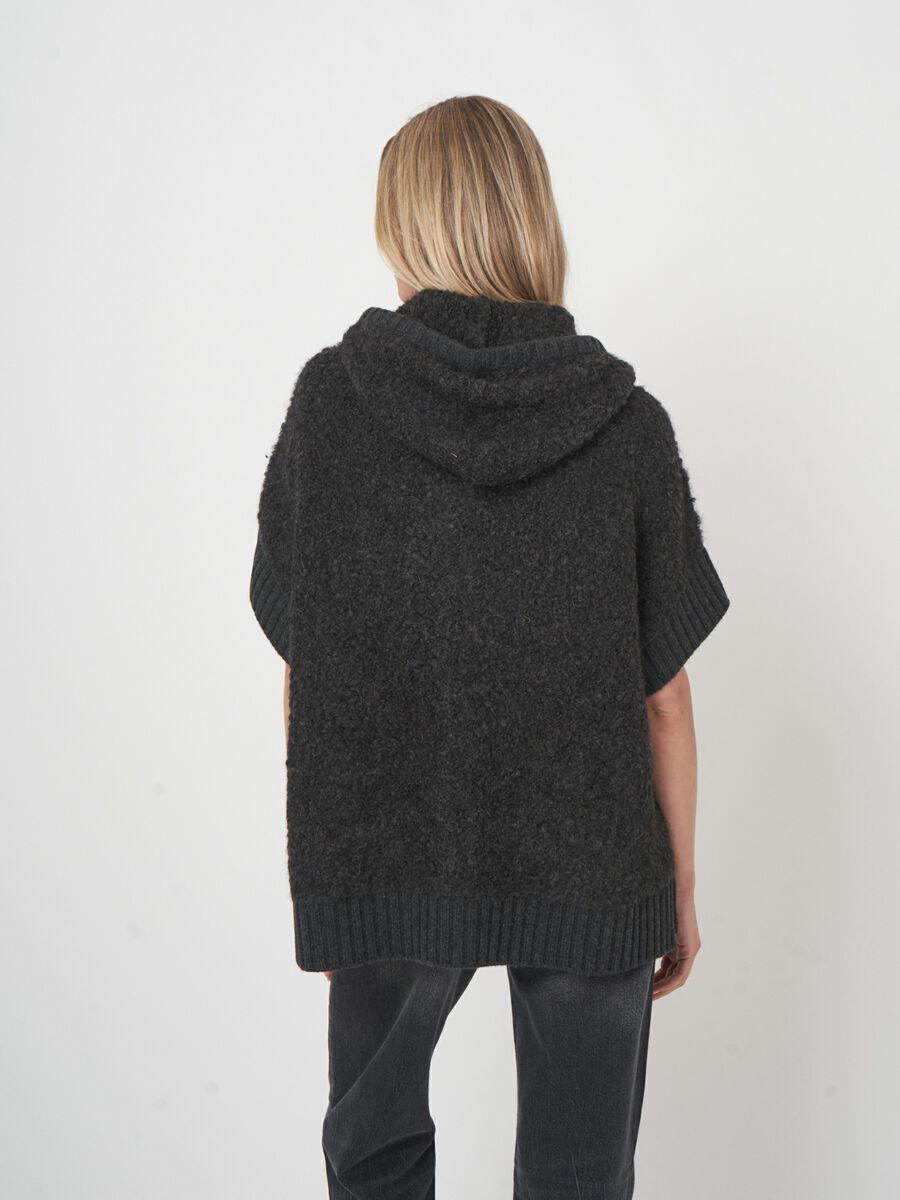 Poncho met rits en capuchon van alpacawolmix image number 3