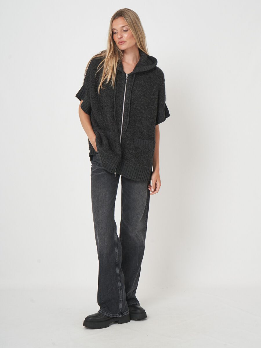 Poncho met rits en capuchon van alpacawolmix image number 4