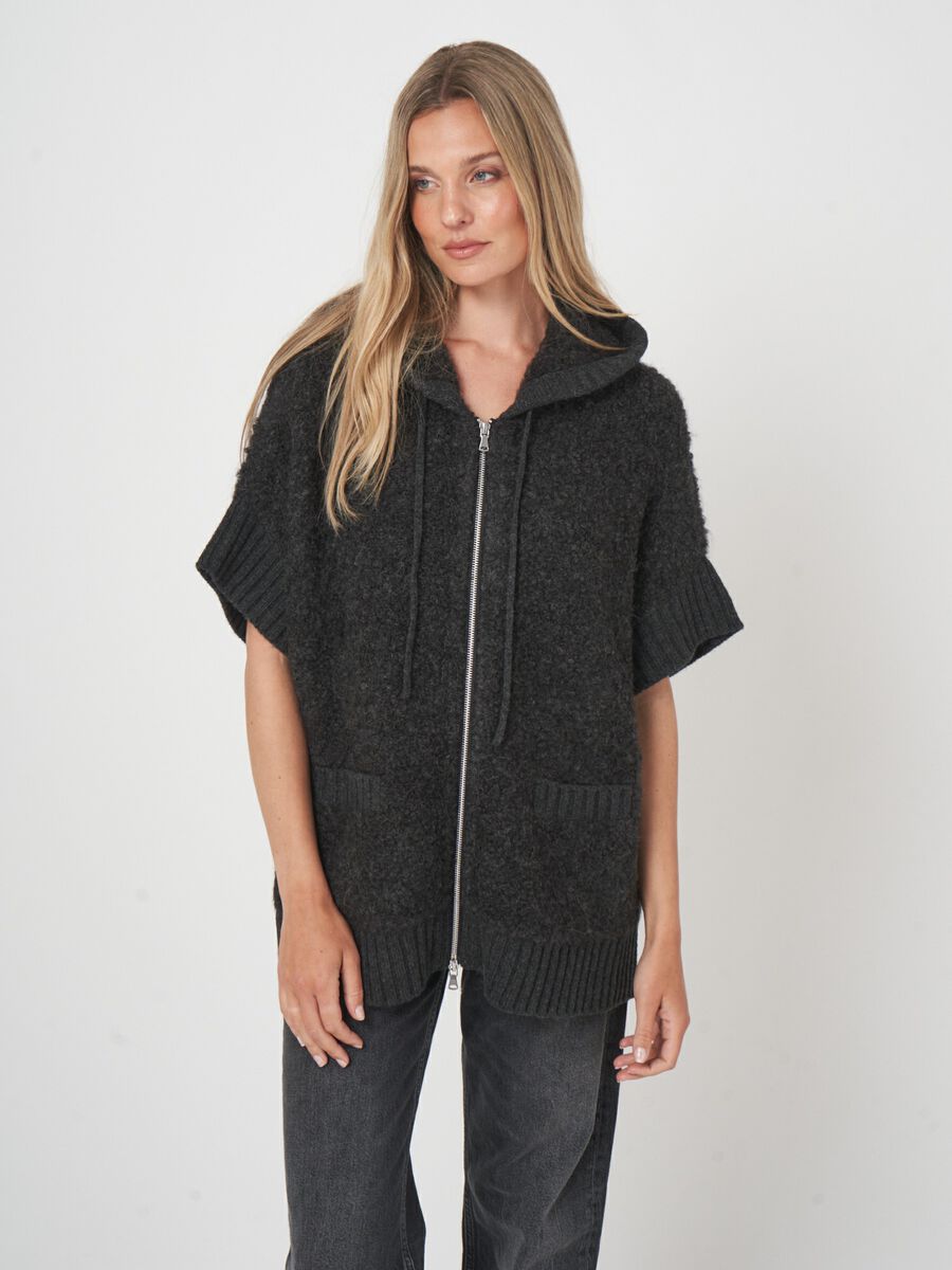 Poncho met rits en capuchon van alpacawolmix image number 5