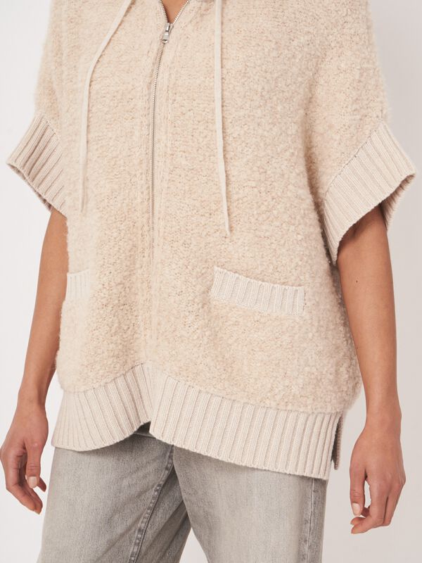 Poncho met rits en capuchon van alpacawolmix image number 2