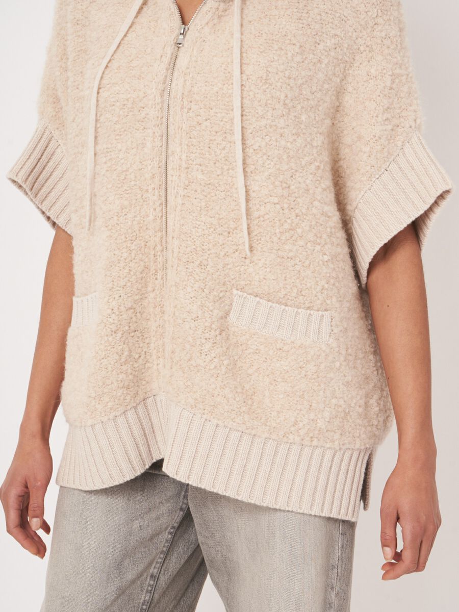 Alpaca wool blend zip poncho with hood image number 2