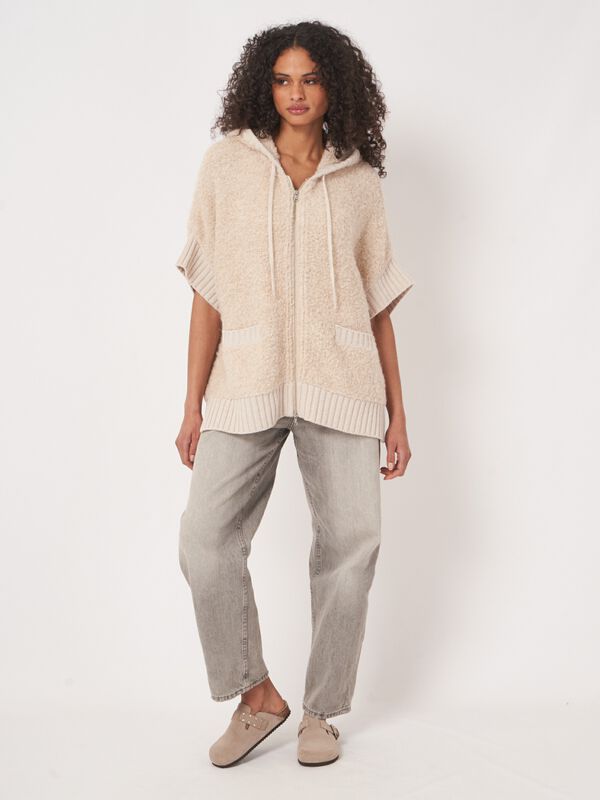 Poncho met rits en capuchon van alpacawolmix image number 3