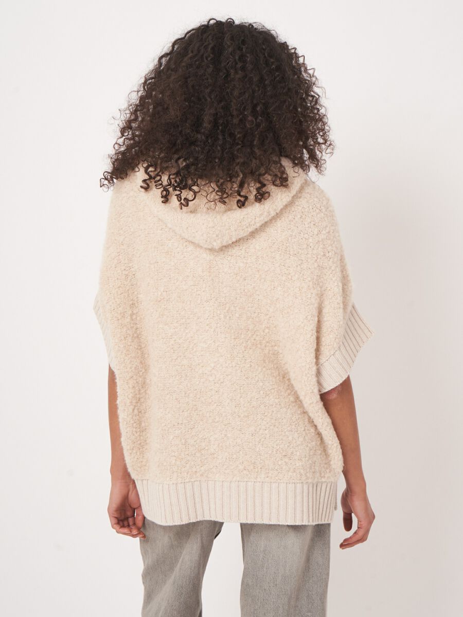 Alpaca wool blend zip poncho with hood image number 4