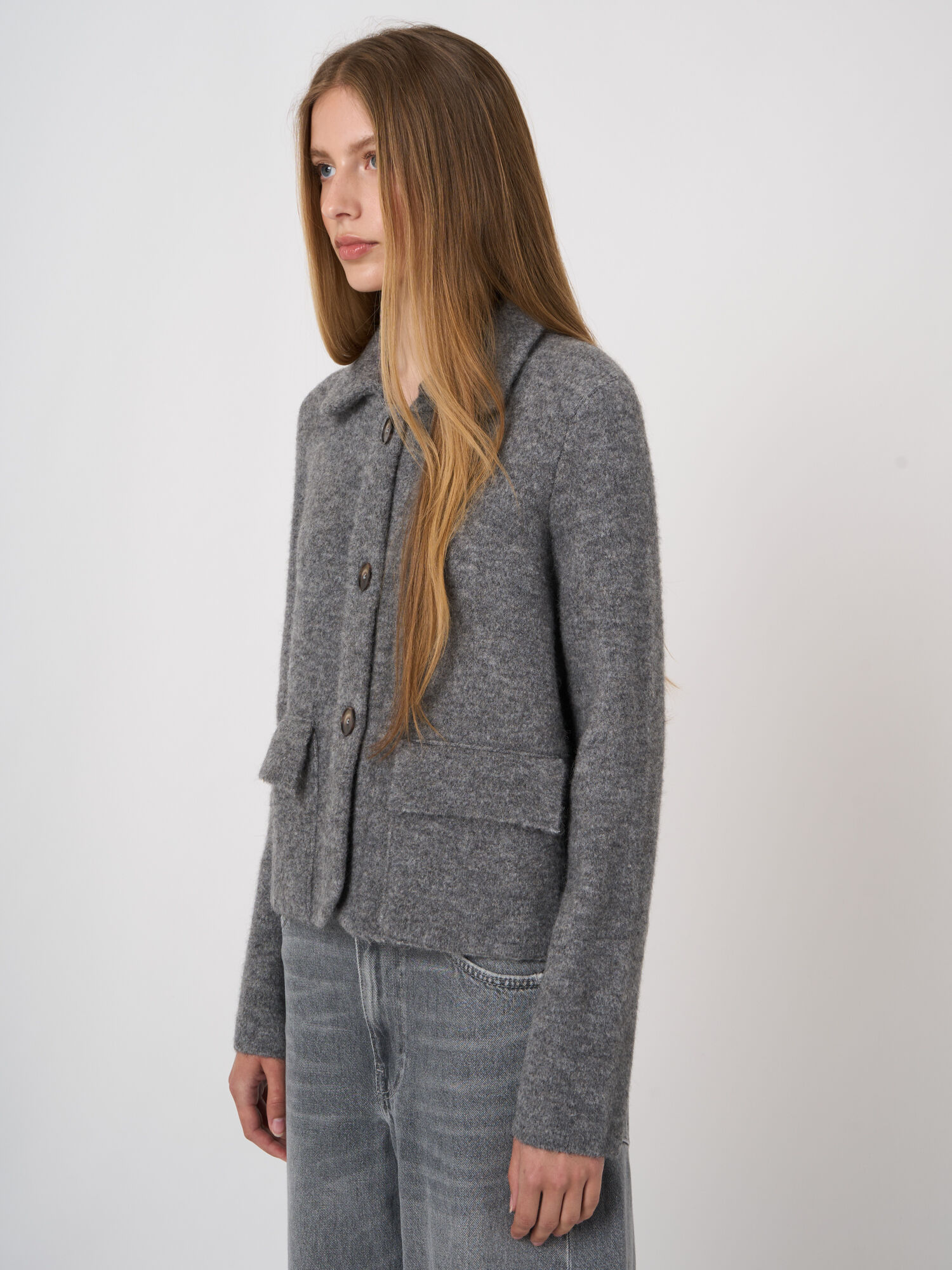 Boxy wol-alpaca vest met polokraag