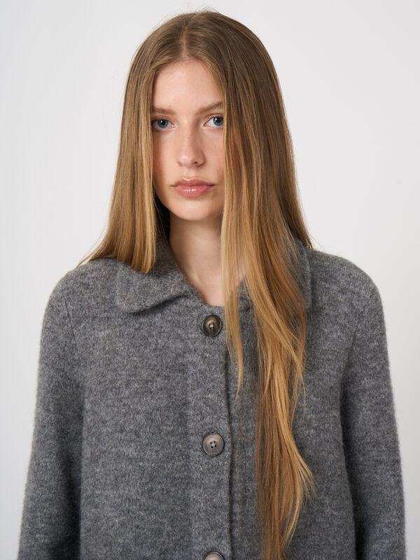 Boxy-Strickjacke aus Wolle und Alpaka mit Polokragen image number 2