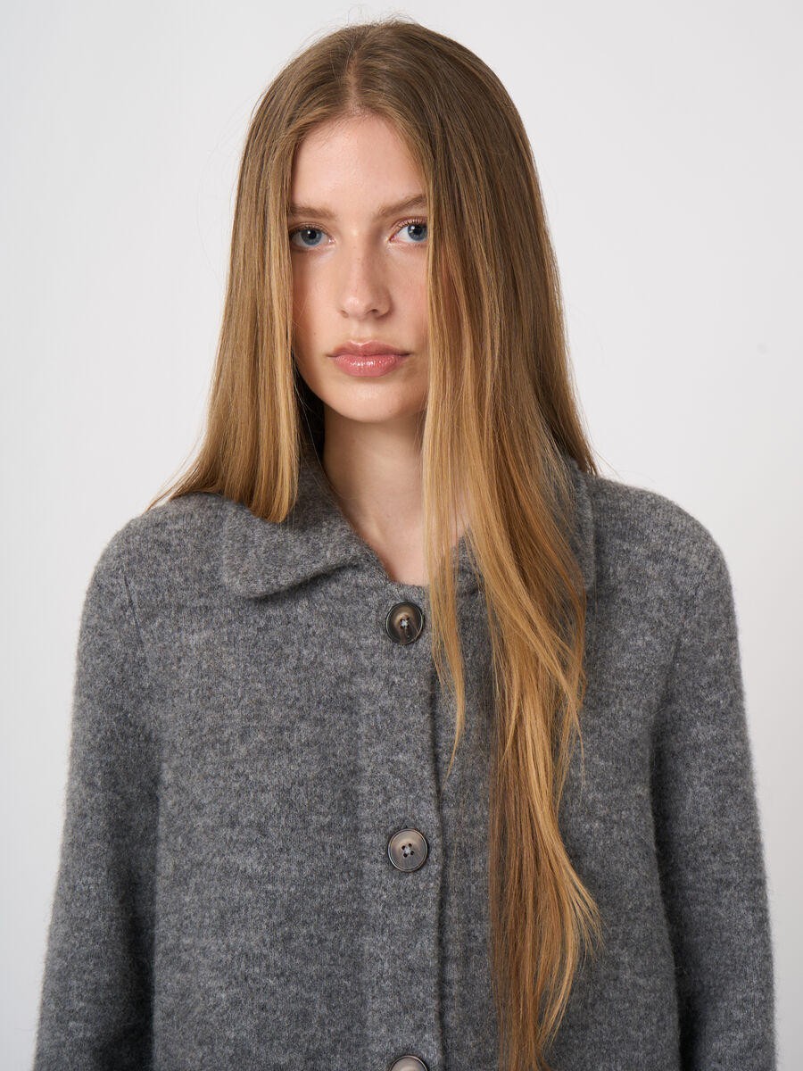 Boxy-Strickjacke aus Wolle und Alpaka mit Polokragen image number 2