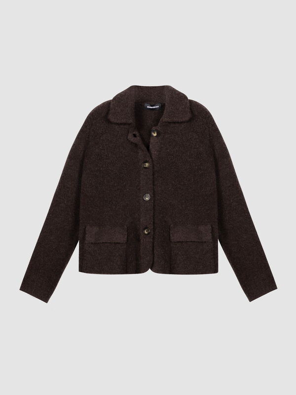 Boxy Wool-Alpaca Cardigan with Polo Collar image number 0