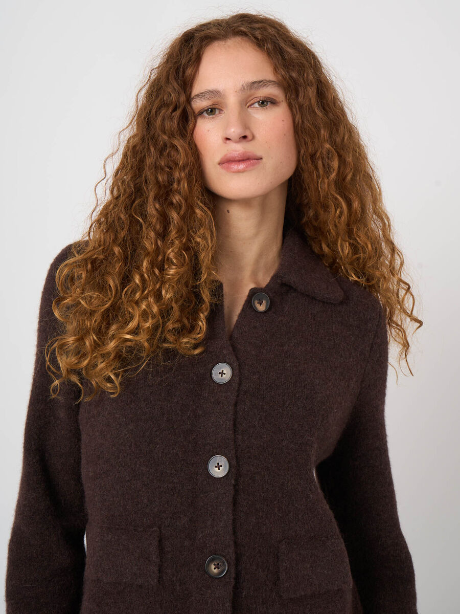 Boxy-Strickjacke aus Wolle und Alpaka mit Polokragen image number 3