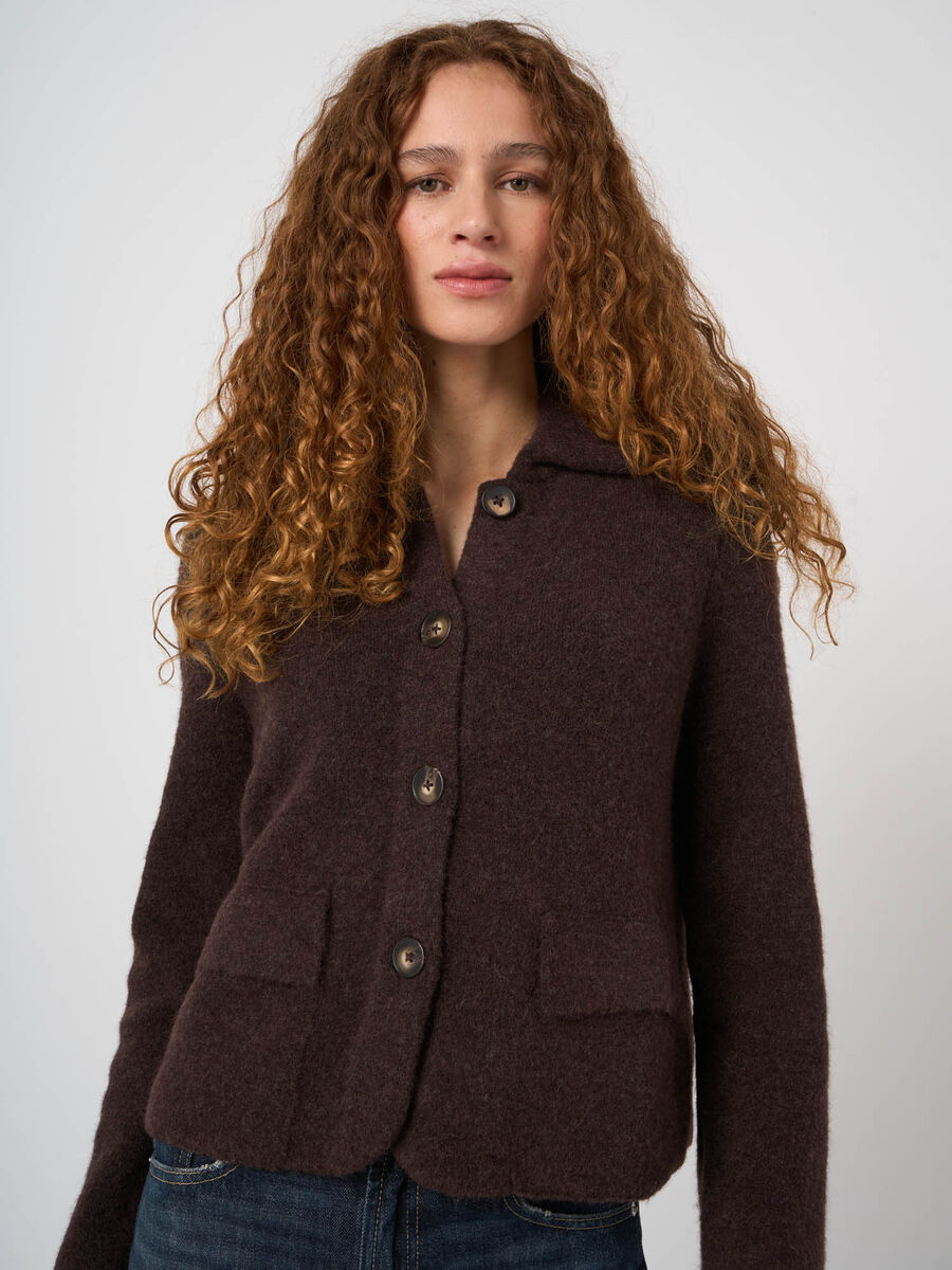 Boxy-Strickjacke aus Wolle und Alpaka mit Polokragen image number 4