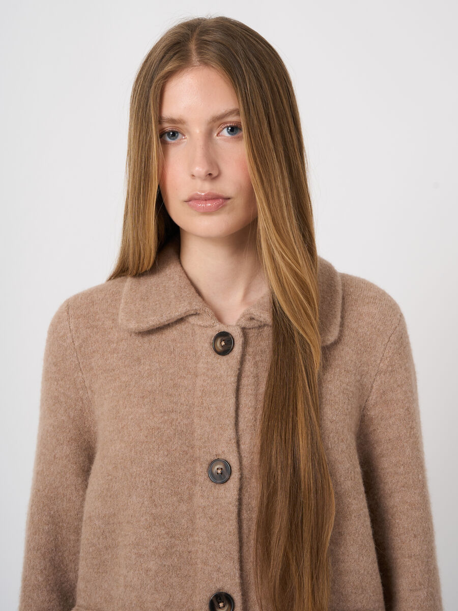 Boxy-Strickjacke aus Wolle und Alpaka mit Polokragen image number 2