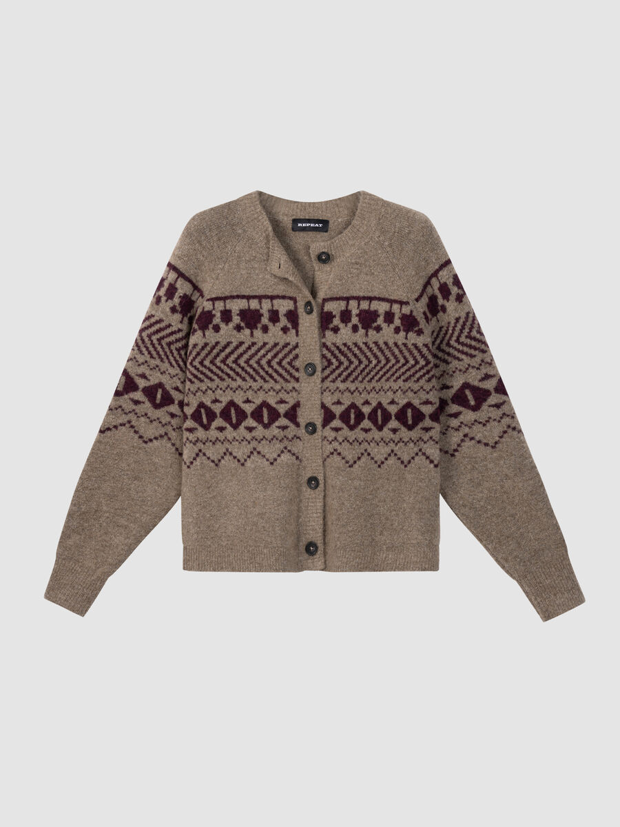 Cardigan laine-alpaga &agrave; motif jacquard image number 0