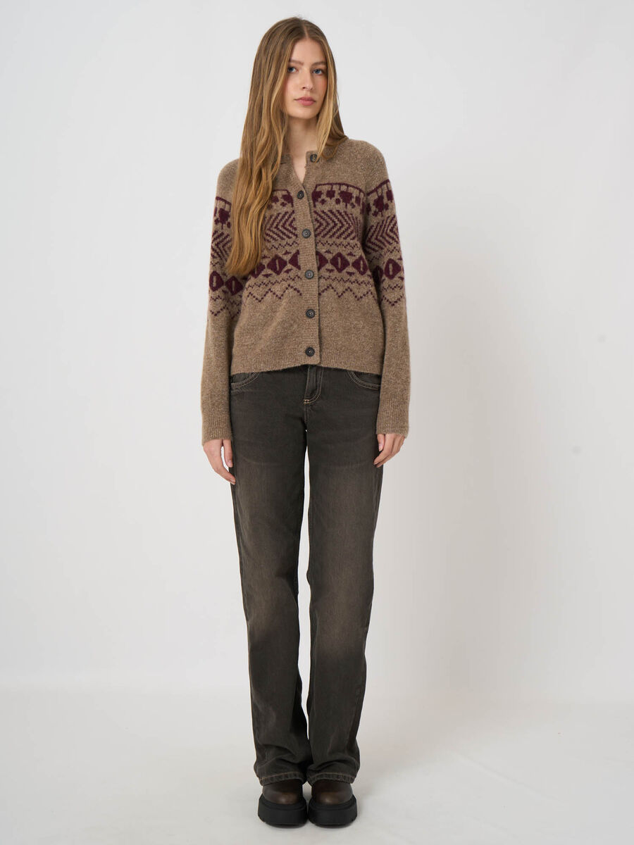 Cardigan laine-alpaga &agrave; motif jacquard image number 4