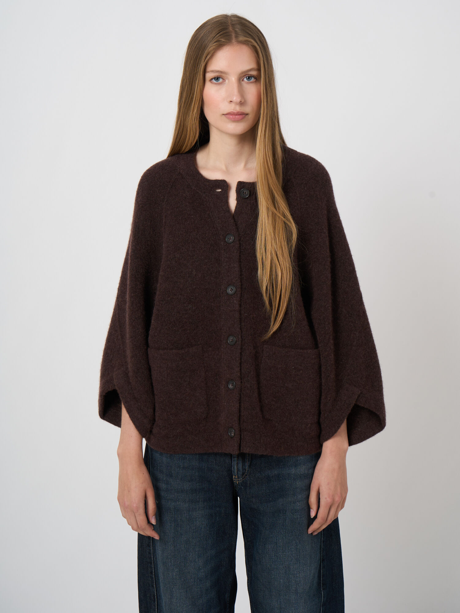 Oversized wol-alpaca vest met opgestikte zakken