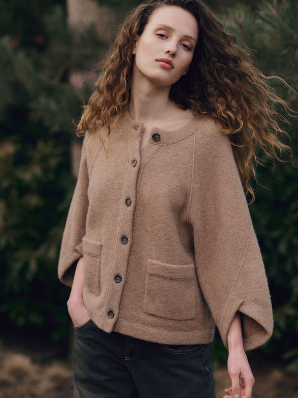 Oversized-Strickjacke aus Wolle und Alpaka mit Taschen image number 1