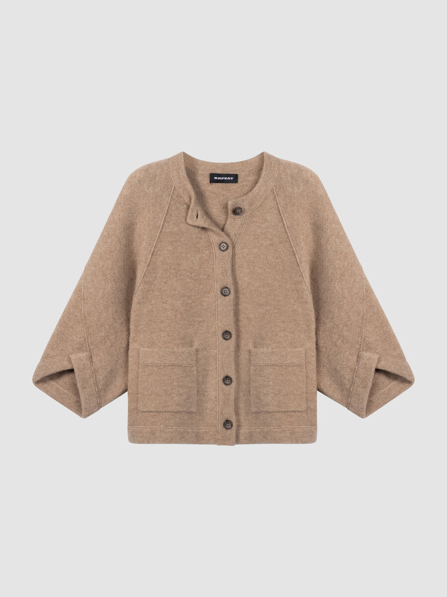 Oversized Wool-Alpaca Cardigan with Patch Pockets image number 1