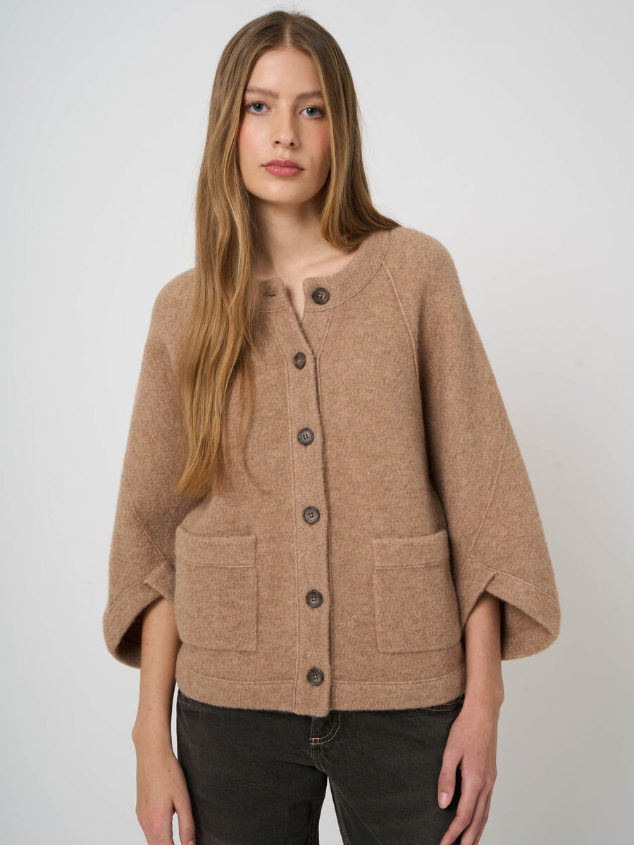 Oversized Wool-Alpaca Cardigan with Patch Pockets image number 3