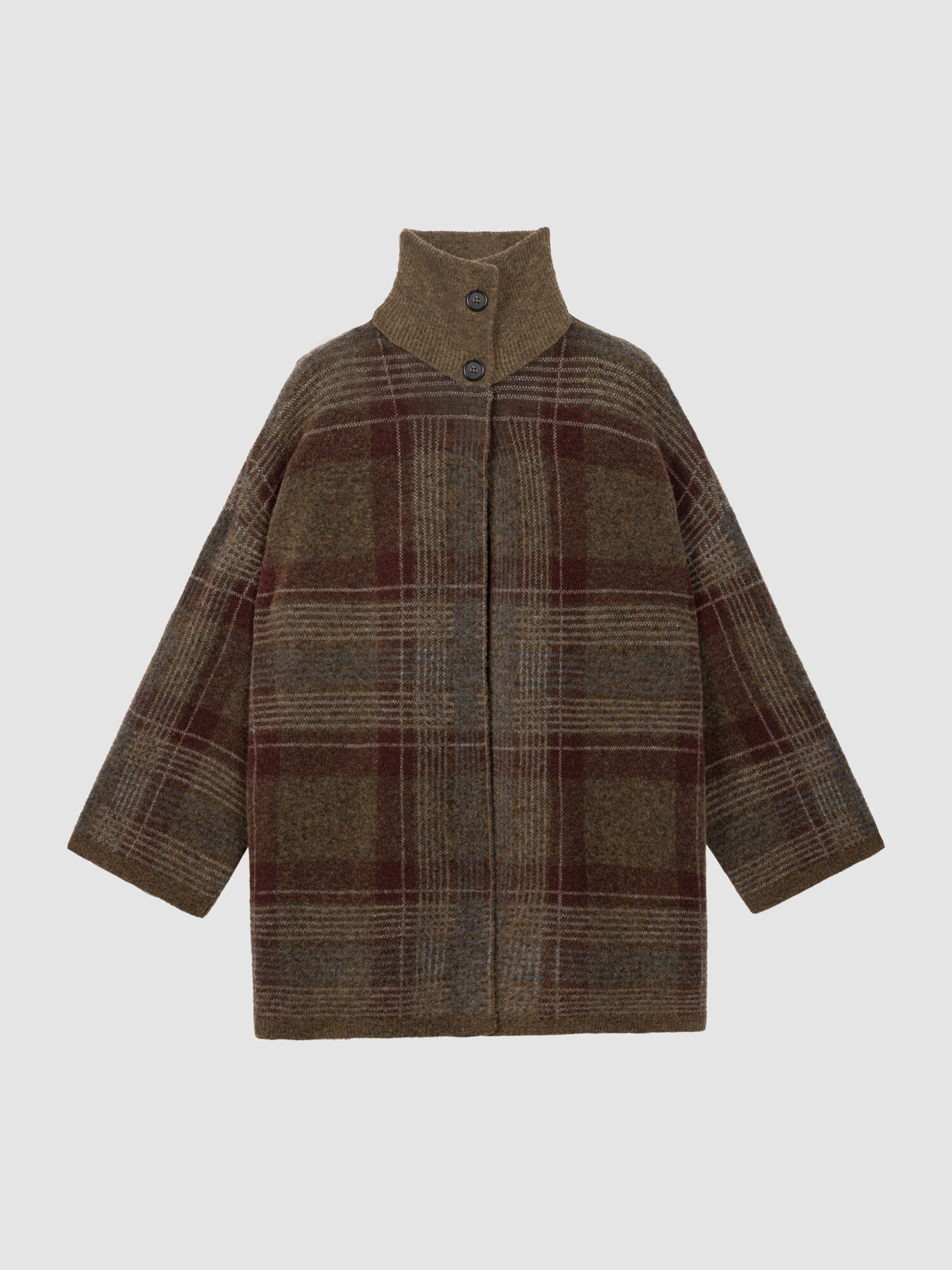 Wol-alpaca vestjasje met jacquard ruit