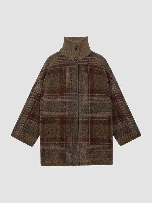 Cardigan-veste laine-alpaga &agrave; carreaux jacquard