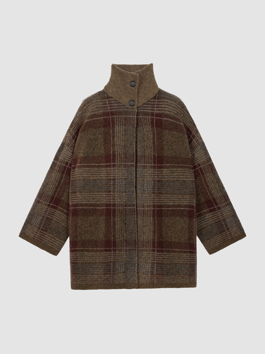 Cardigan-veste laine-alpaga &agrave; carreaux jacquard image number 0