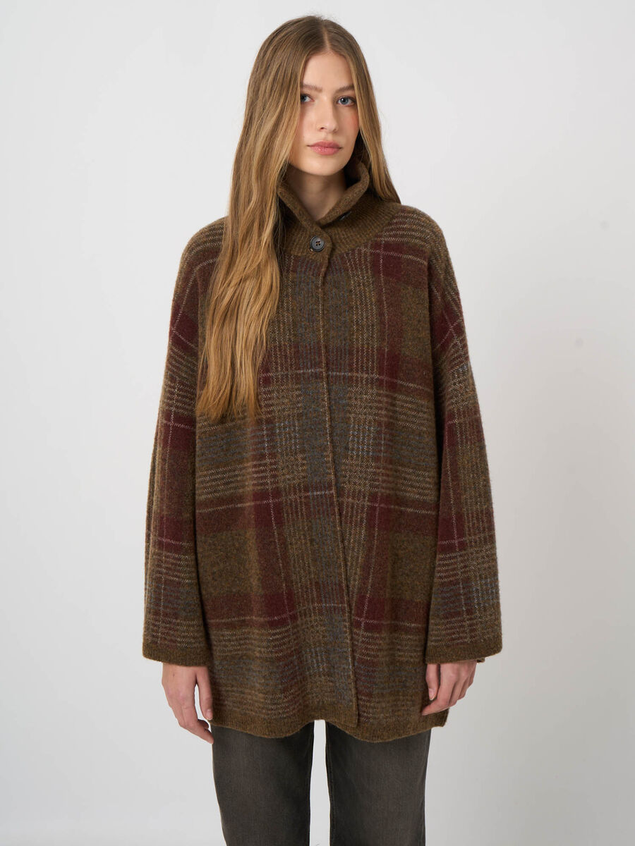 Cardigan-veste laine-alpaga &agrave; carreaux jacquard image number 2