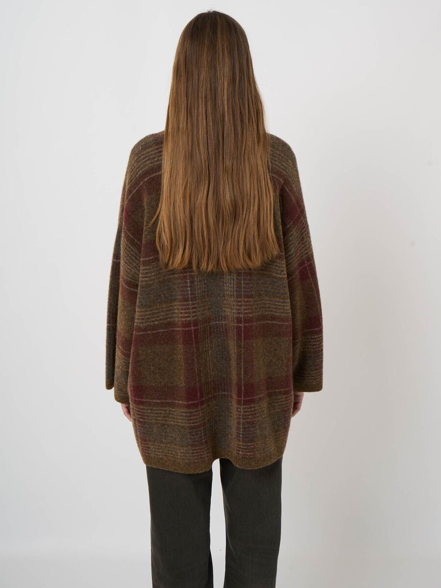 Cardigan-veste laine-alpaga &agrave; carreaux jacquard image number 4