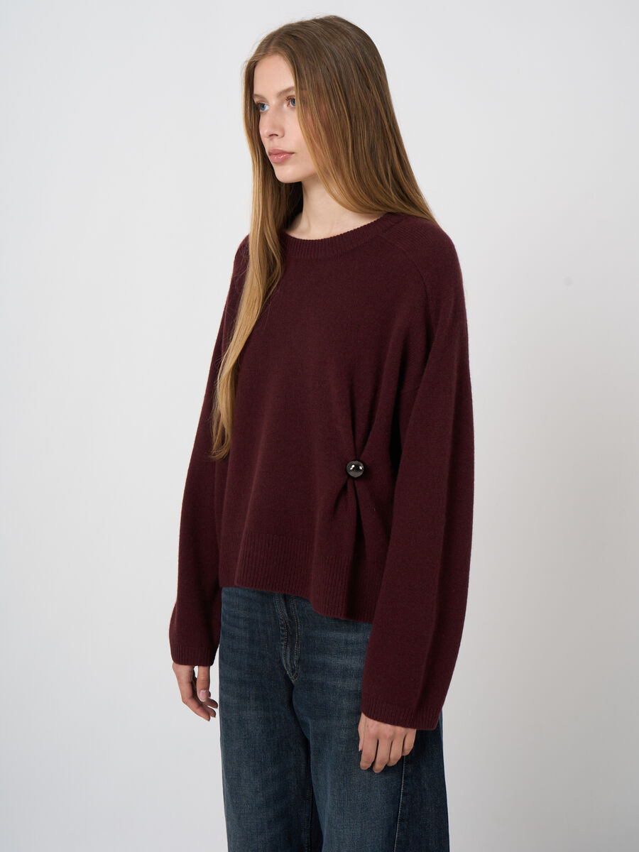 Boxy-Pullover aus Lammwolle mit seitlichem Knopfdetail image number 0