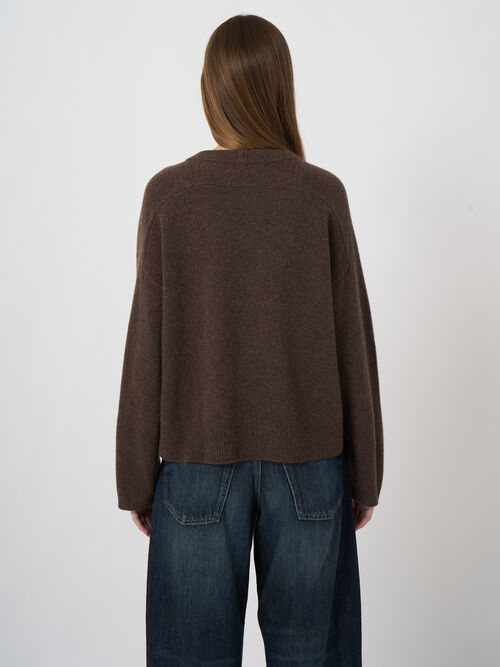 Italian Lambswool Boxy Sweater with Side Button Detail