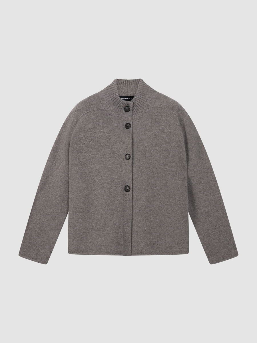 Strickjacke aus italienischer Lammwolle mit Stehkragen image number 0