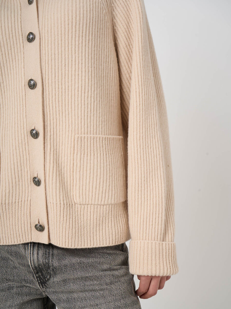 Cardigan c&ocirc;tel&eacute; en laine d&rsquo;agneau italienne &agrave; col boutonn&eacute; image number 2