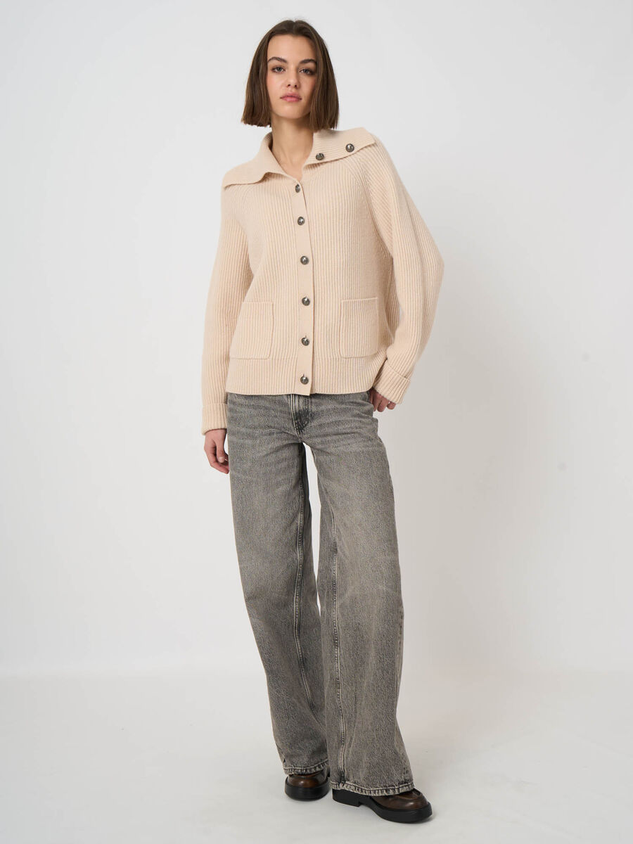 Cardigan c&ocirc;tel&eacute; en laine d&rsquo;agneau italienne &agrave; col boutonn&eacute; image number 5