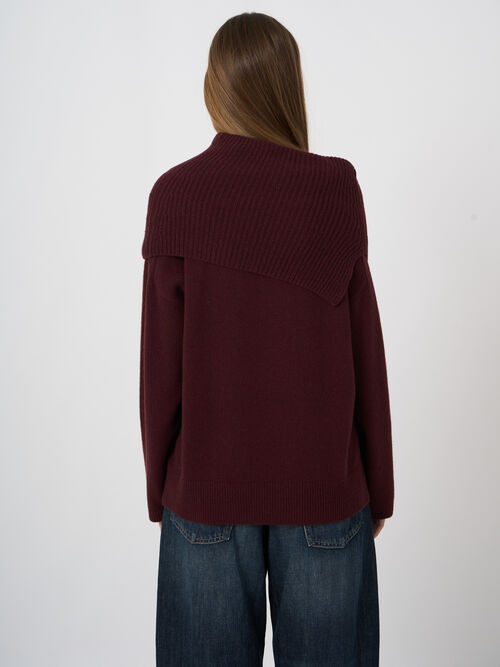 Italian Lambswool Sweater with Wide Ribbed Cuffs